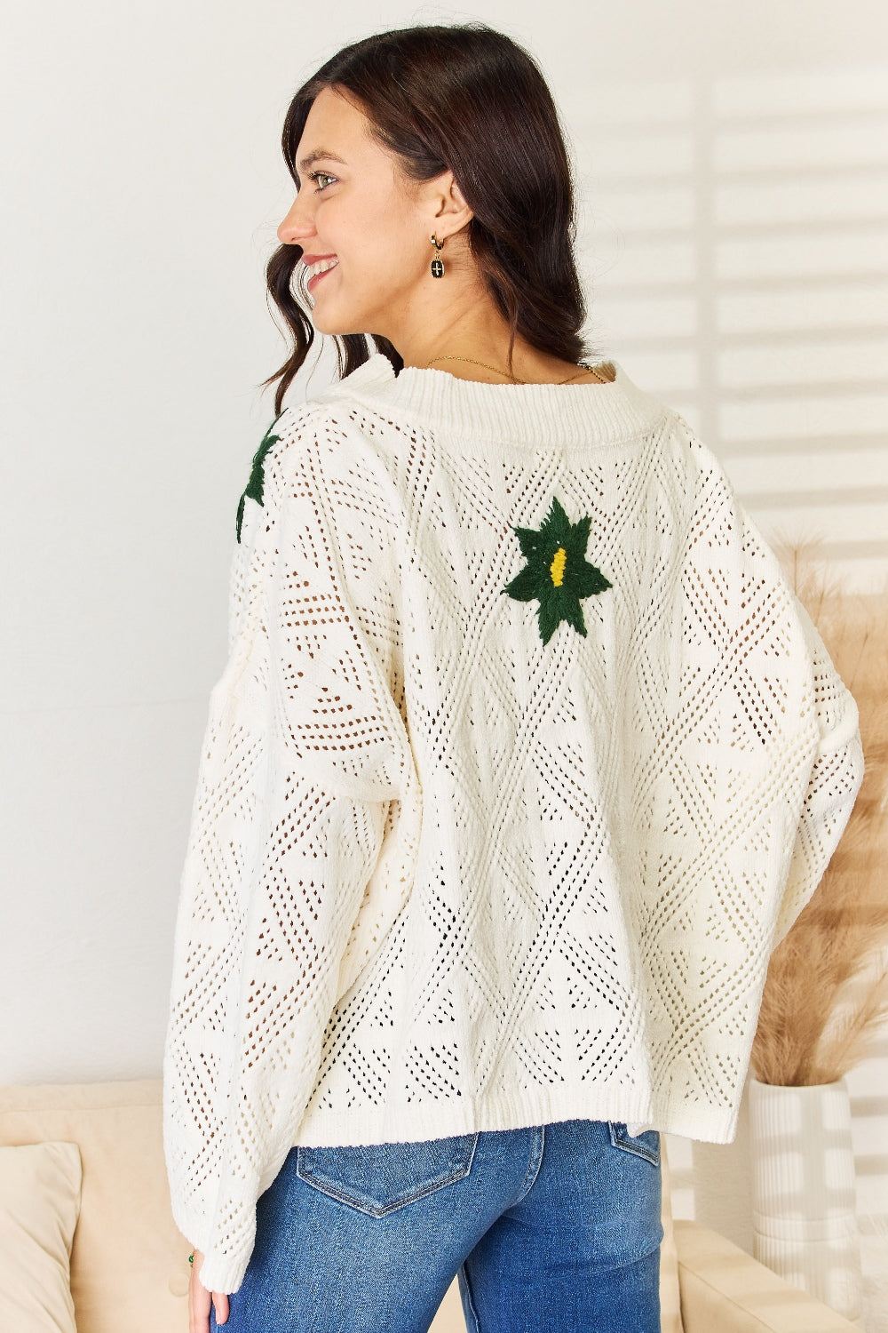 POL Sweater - Embroidered Floral Sweater - Inspired Eye Boutique