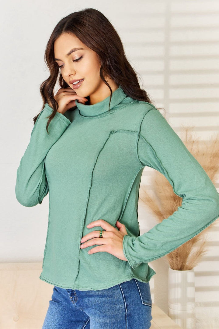 POL Exposed Seam Long Sleeve Top - Inspired Eye Boutique