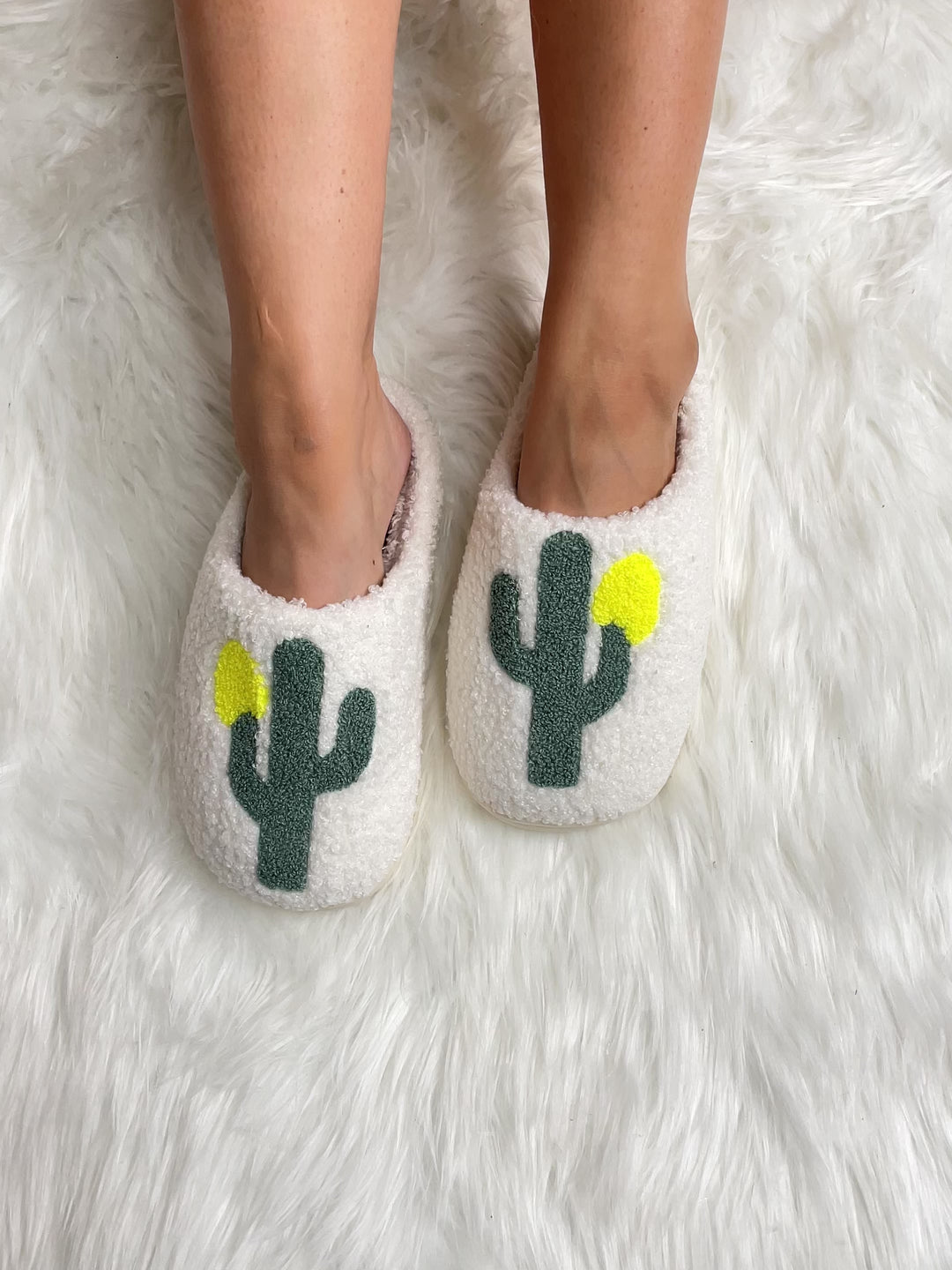 Cactus Plush Faux Fur Slide Slippers