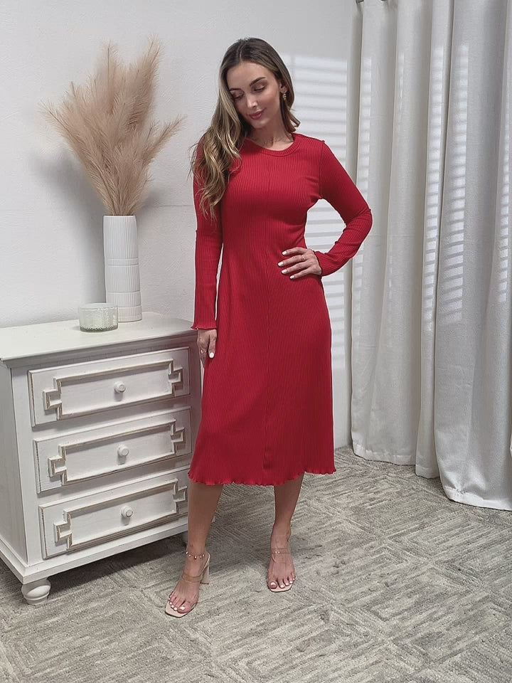 Stella Red Bell Sleeve Midi Dress