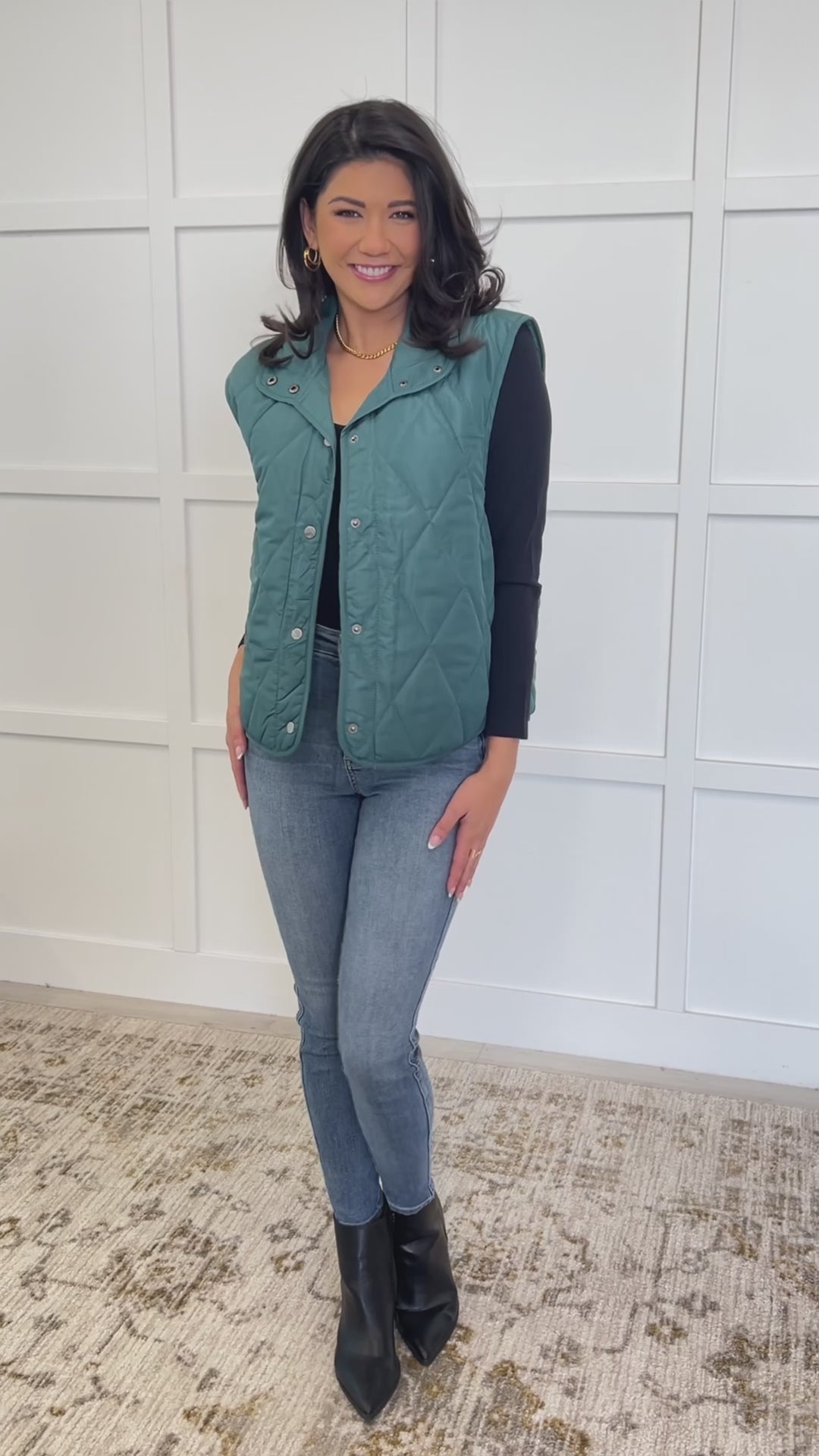 Layering Queen Quilted Puffer Vest - Hunter Green