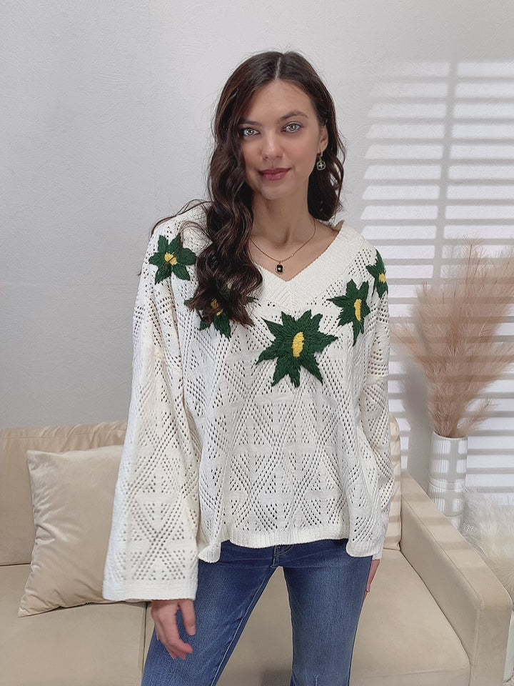 POL - Embroidered Floral Sweater
