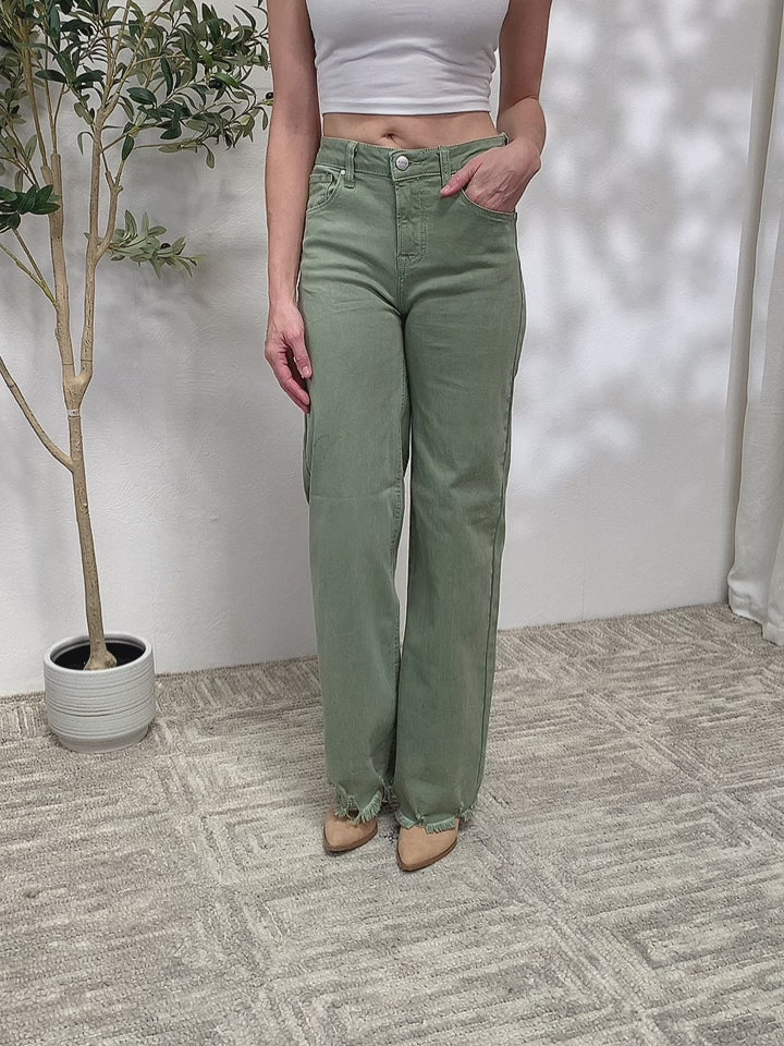 RISEN - Wide Leg Jeans - Sage Green