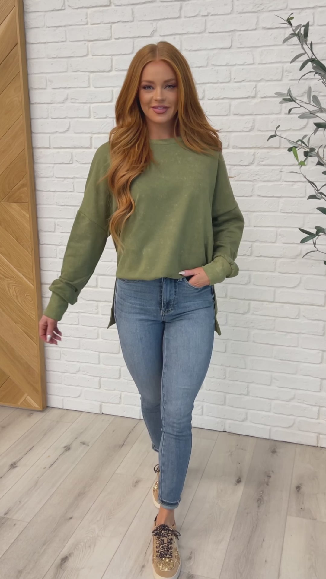 No Plain Jane Oversized Pullover Sweatshirt - Green