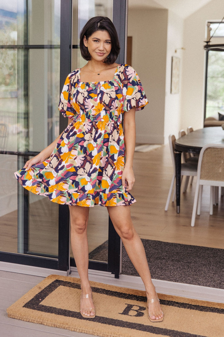 Puff Sleeve Floral Dress - Mini Length - Inspired Eye Boutique