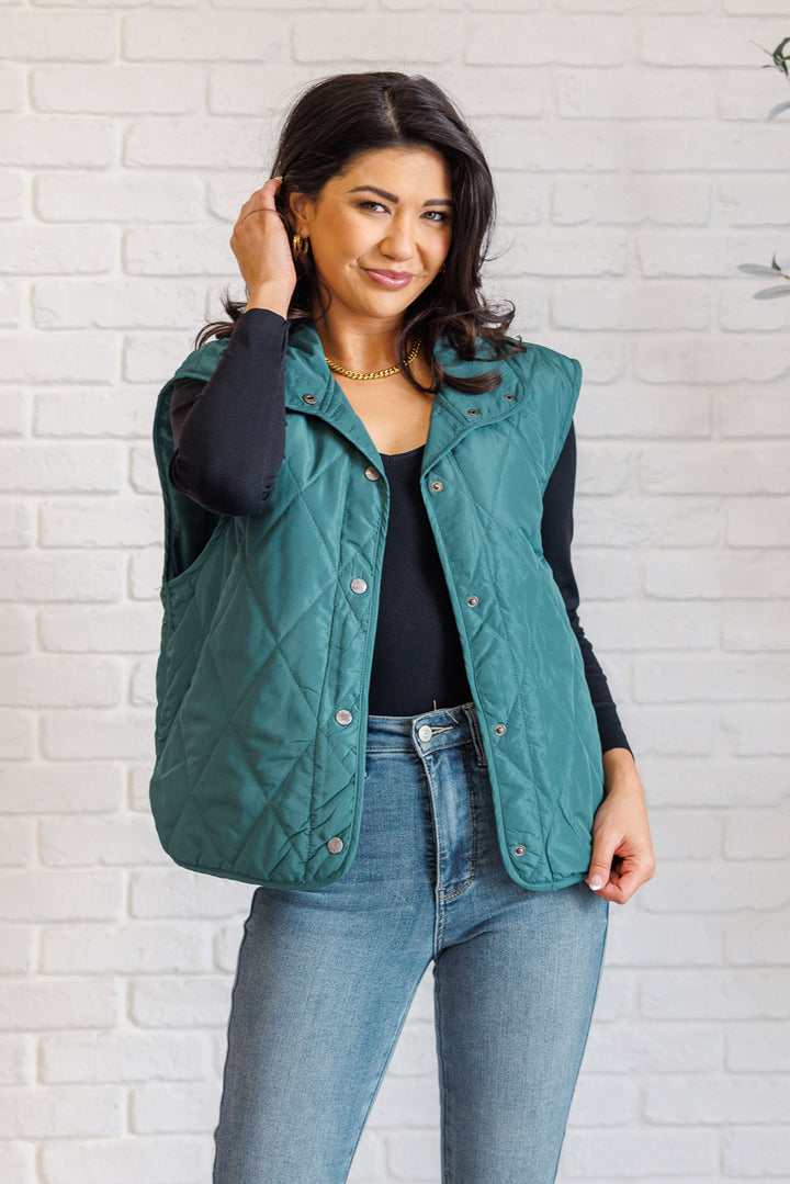 Quilted Puffer Vest - Hunter Green - Inspired Eye Boutique