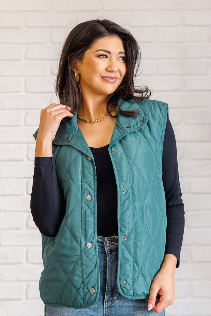 Quilted Puffer Vest - Hunter Green - Inspired Eye Boutique