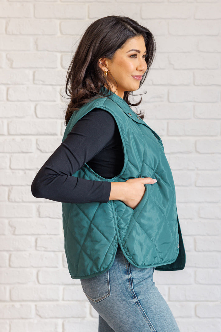 Quilted Puffer Vest - Hunter Green - Inspired Eye Boutique