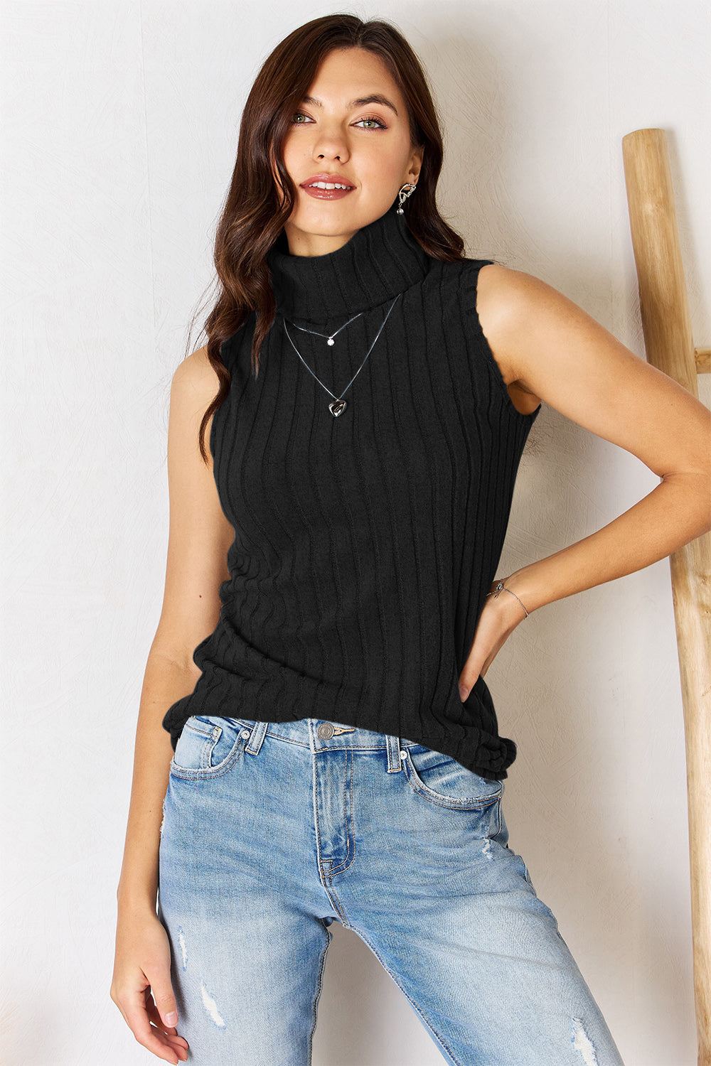 Ribbed Turtleneck Tank Top - Inspired Eye Boutique