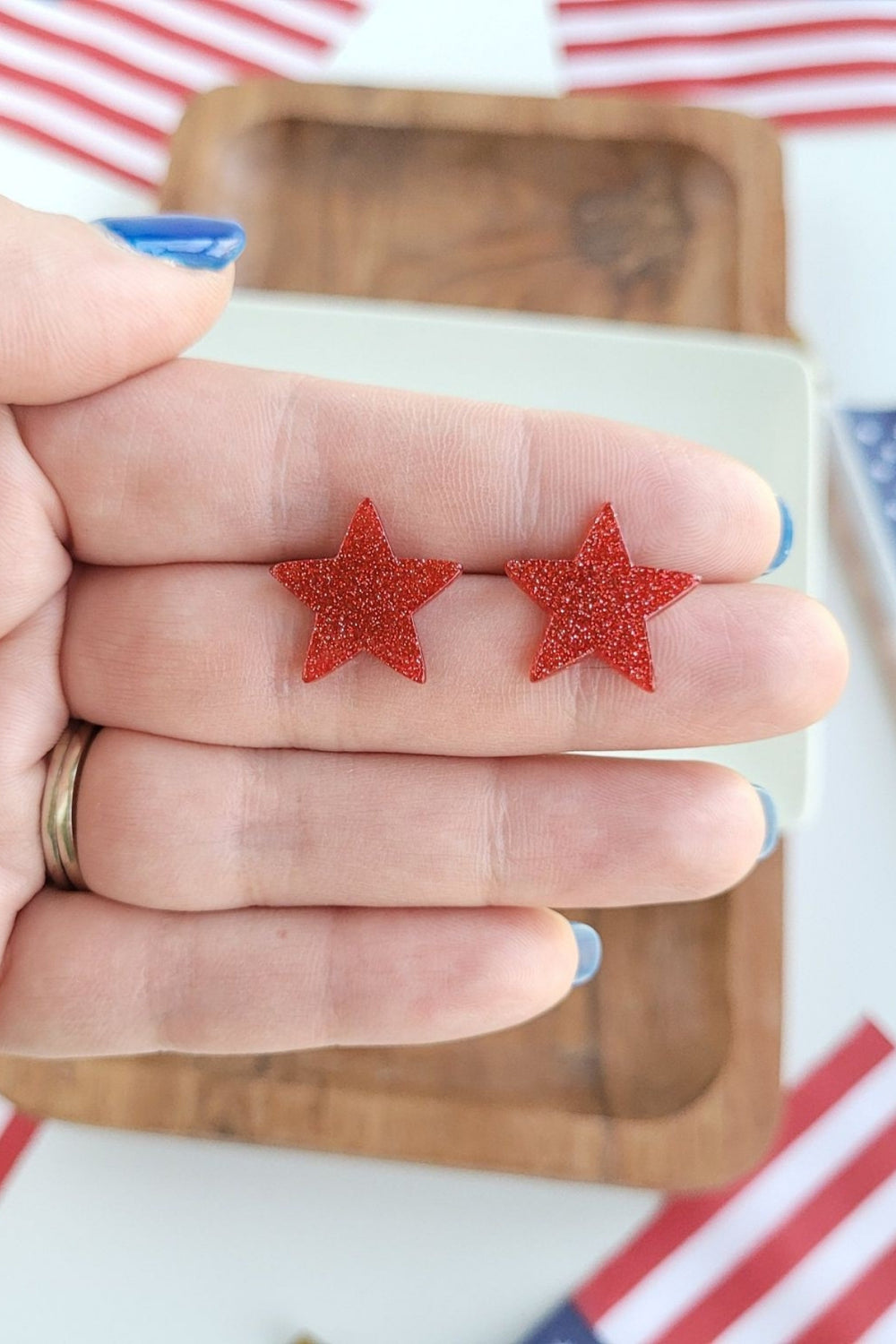 Red 4th of July Star Stud Earrings - Inspired Eye Boutique