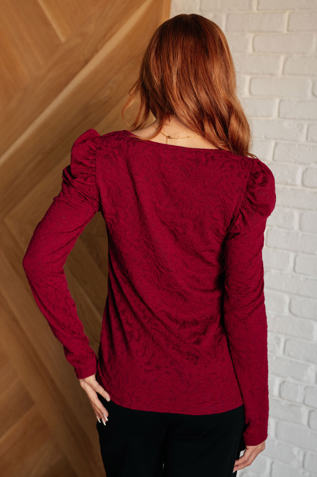 Red Long Sleeve Ruched Top - Inspired Eye Boutique