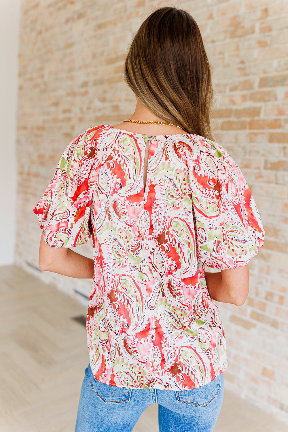 Red Paisley Short Sleeve Blouse - Inspired Eye Boutique