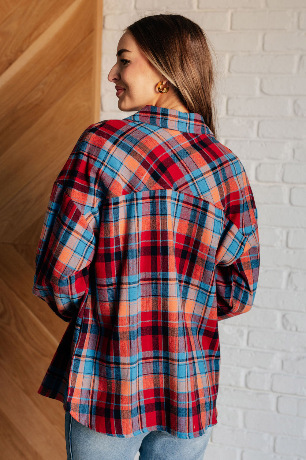 Red Plaid Flannel Button-Up Shirt - Inspired Eye Boutique