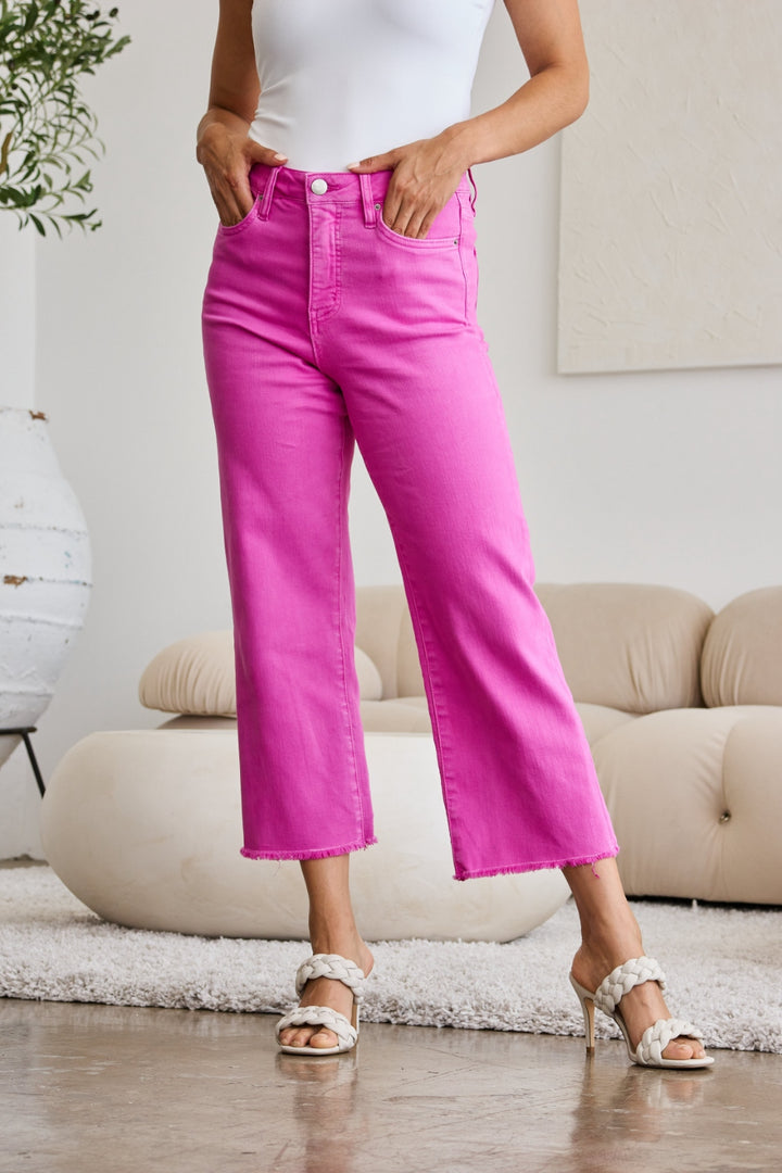 RFM Jeans - Pink Tummy Control Cropped Jeans - Inspired Eye Boutique