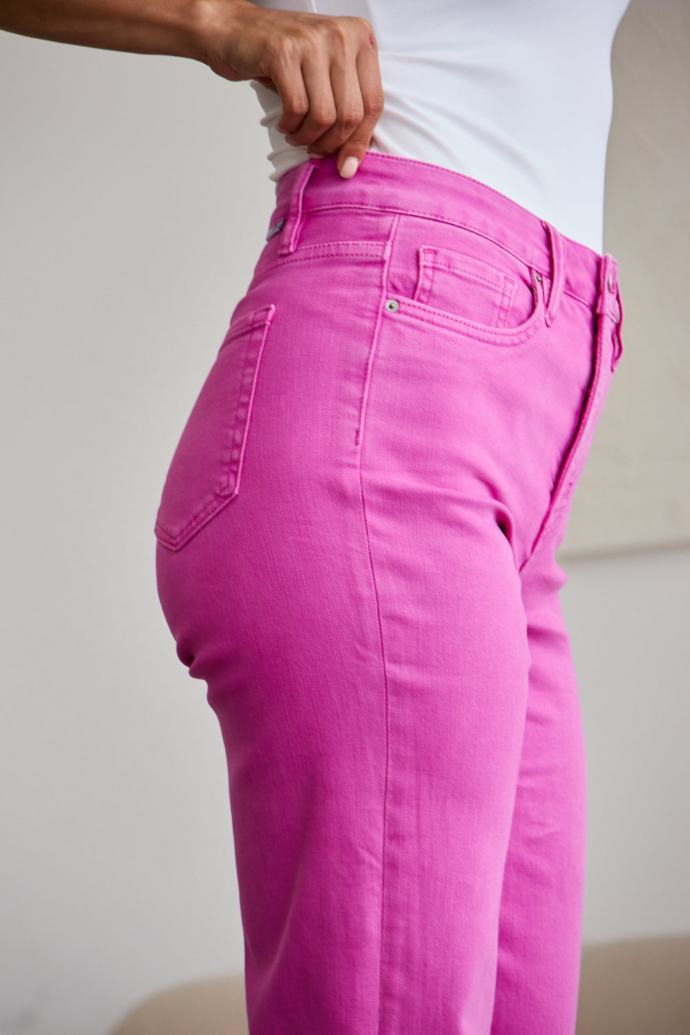 RFM Jeans - Pink Tummy Control Cropped Jeans - Inspired Eye Boutique