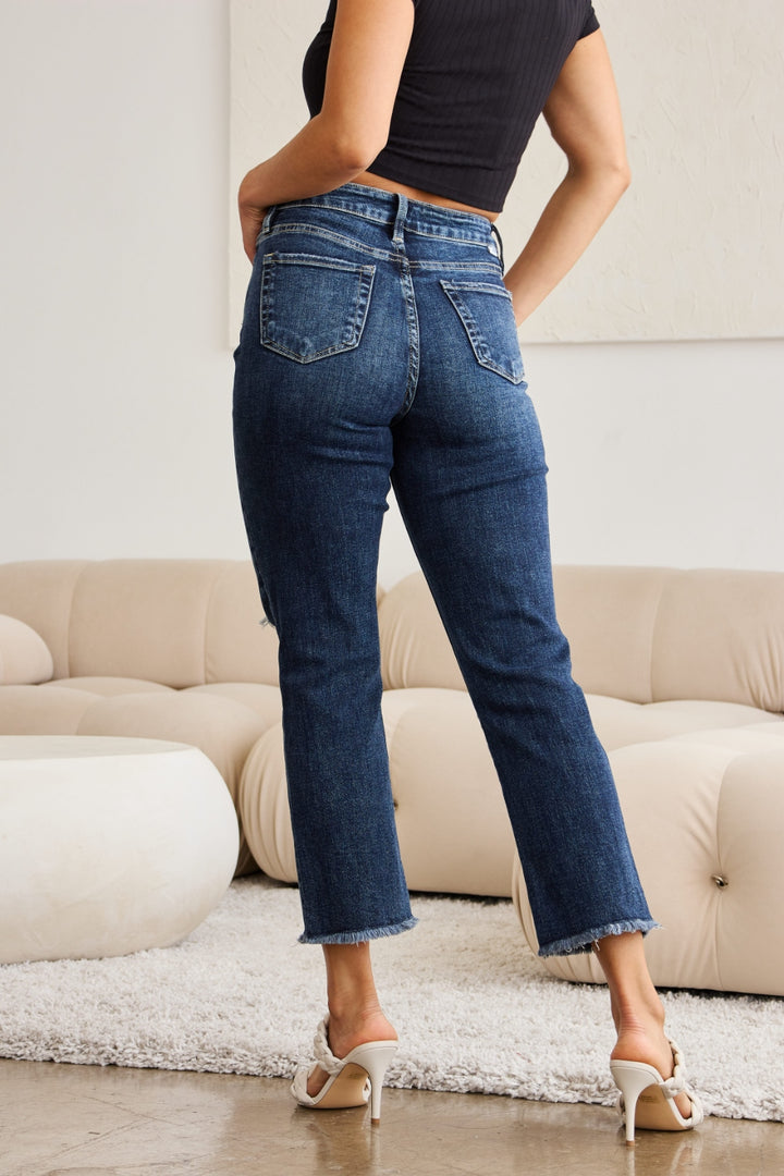 RFM Jeans - Straight Leg Distressed Cropped Jeans - Inspired Eye Boutique