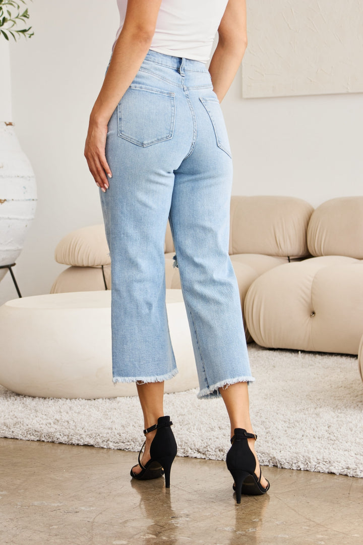 RFM Jeans - Tummy Control Distressed Cropped Jeans - Inspired Eye Boutique