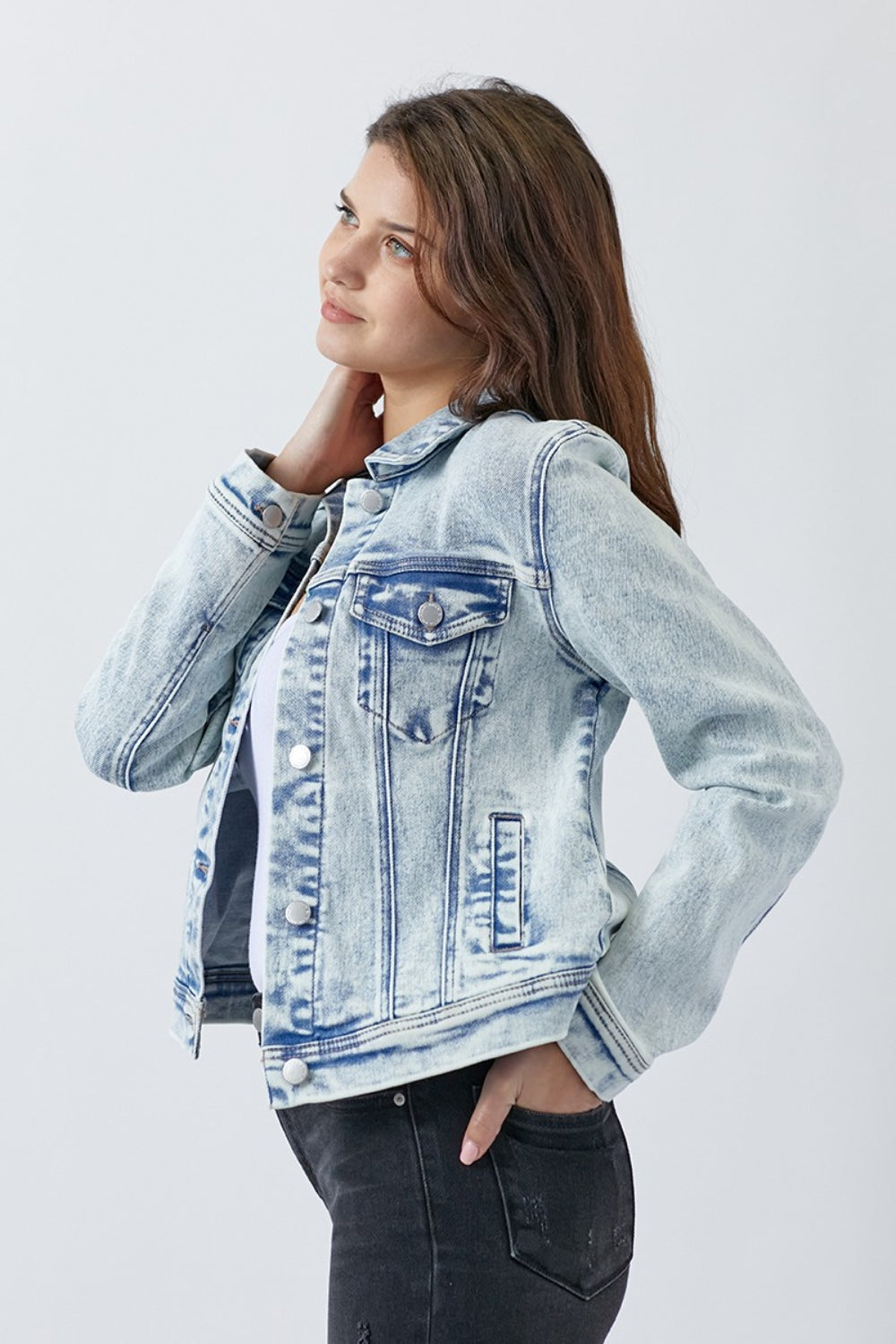 RISEN Acid Wash Jean Jacket - Inspired Eye Boutique