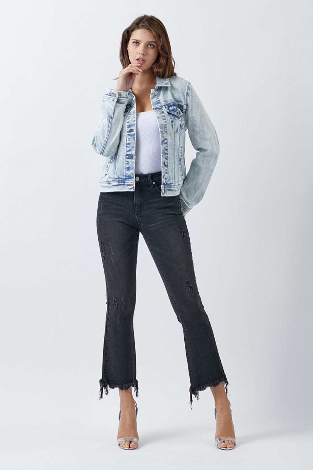 RISEN Acid Wash Jean Jacket - Inspired Eye Boutique