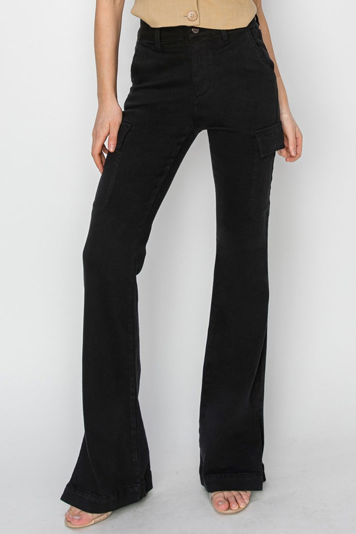 RISEN - Black Bootcut Jeans with Cargo Pockets - Inspired Eye Boutique