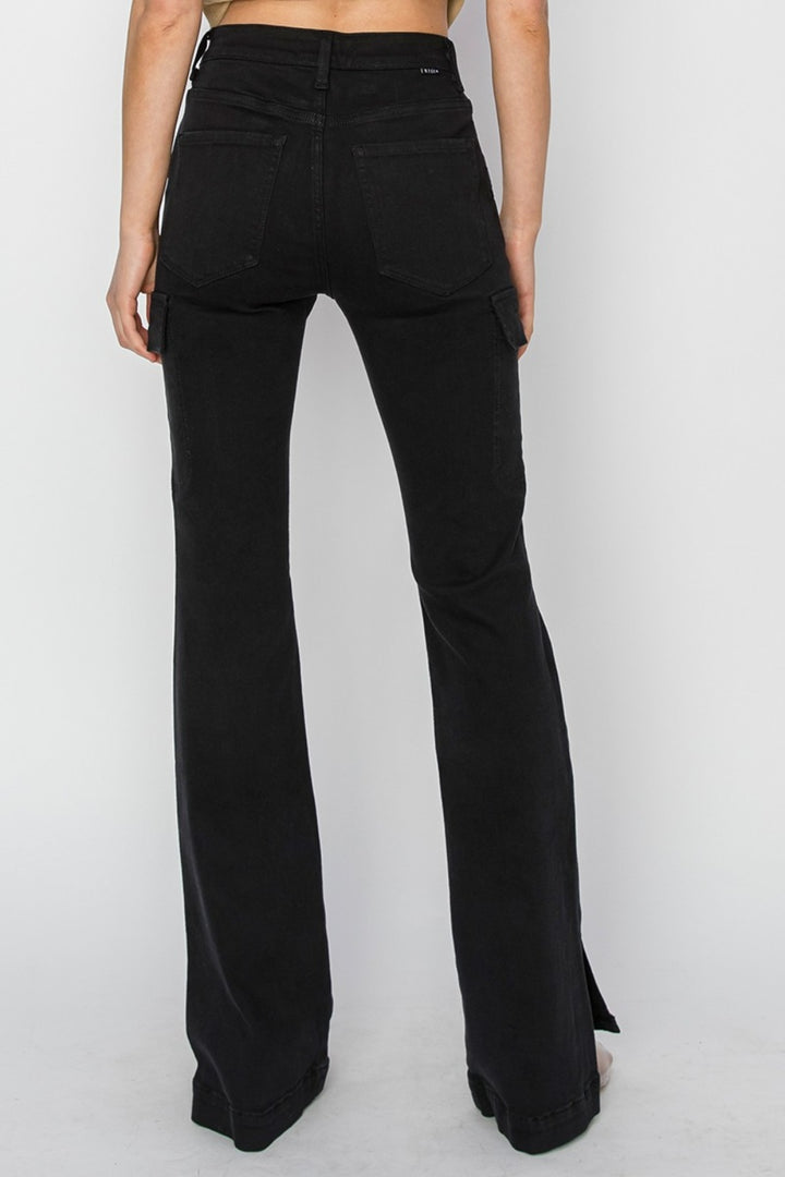 RISEN - Black Bootcut Jeans with Cargo Pockets - Inspired Eye Boutique