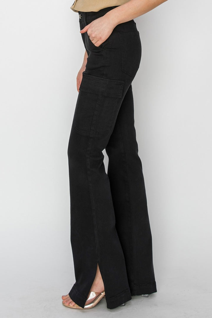 RISEN - Black Bootcut Jeans with Cargo Pockets - Inspired Eye Boutique