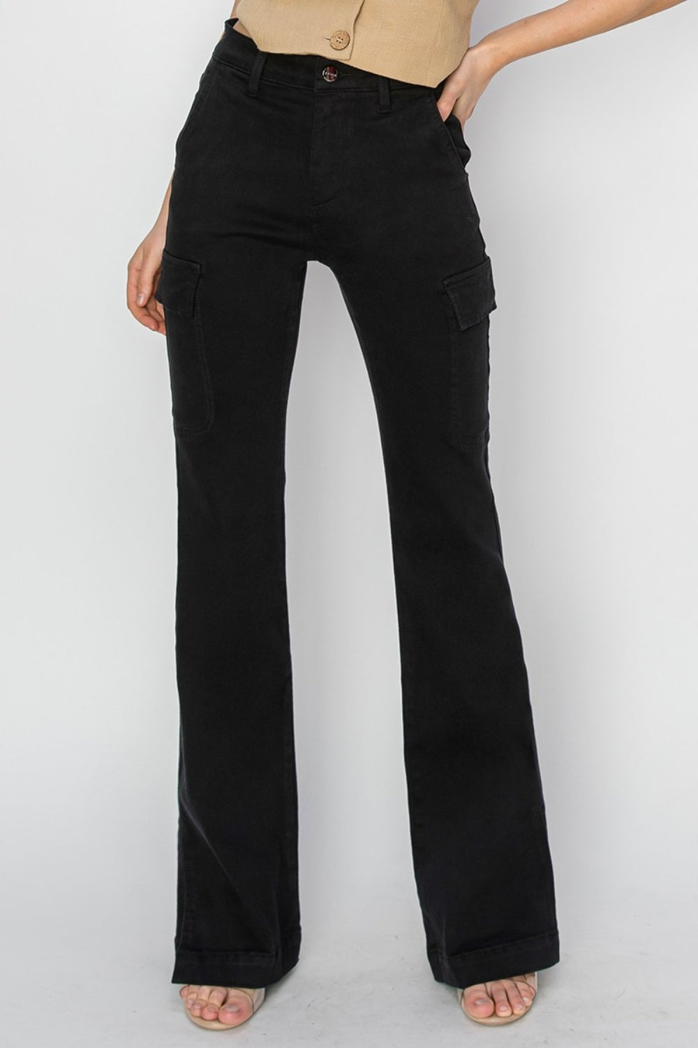 RISEN - Black Bootcut Jeans with Cargo Pockets - Inspired Eye Boutique