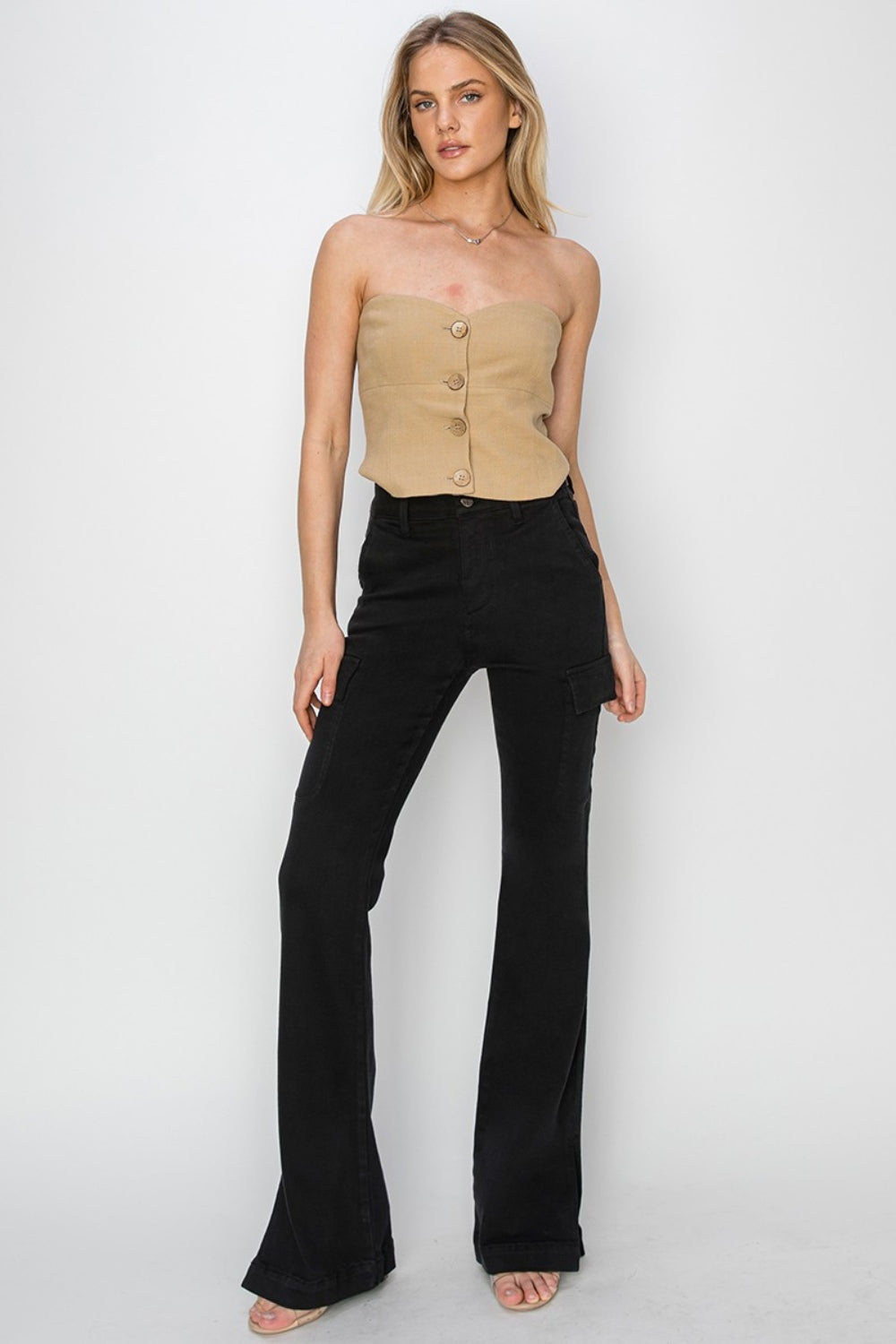 RISEN - Black Bootcut Jeans with Cargo Pockets - Inspired Eye Boutique