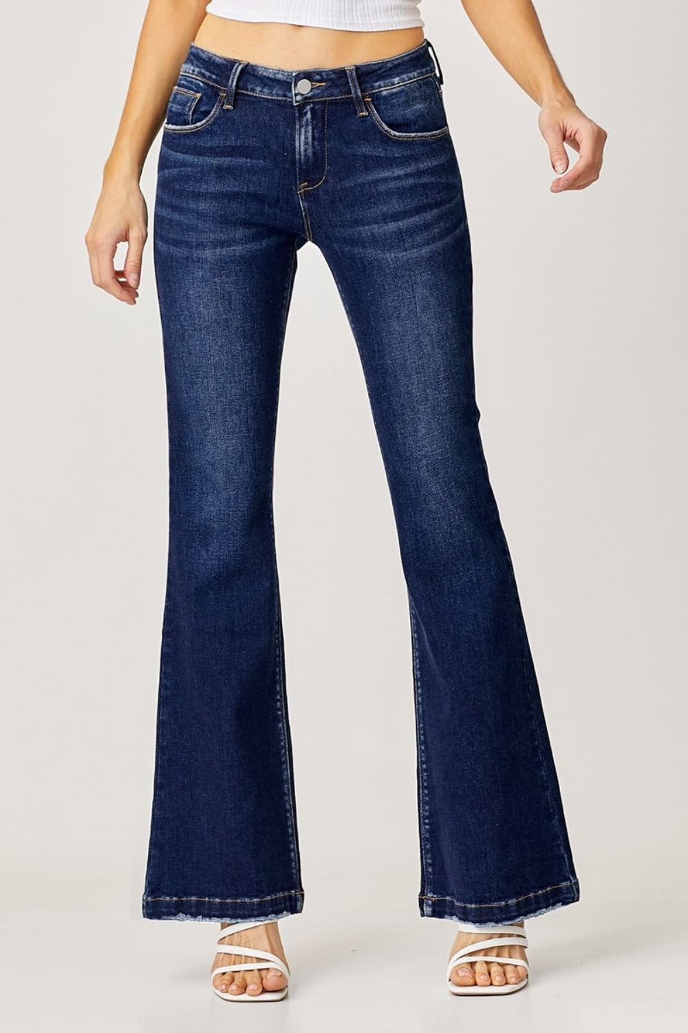 RISEN - Dark Wash Low Rise Flare Jeans - Inspired Eye Boutique