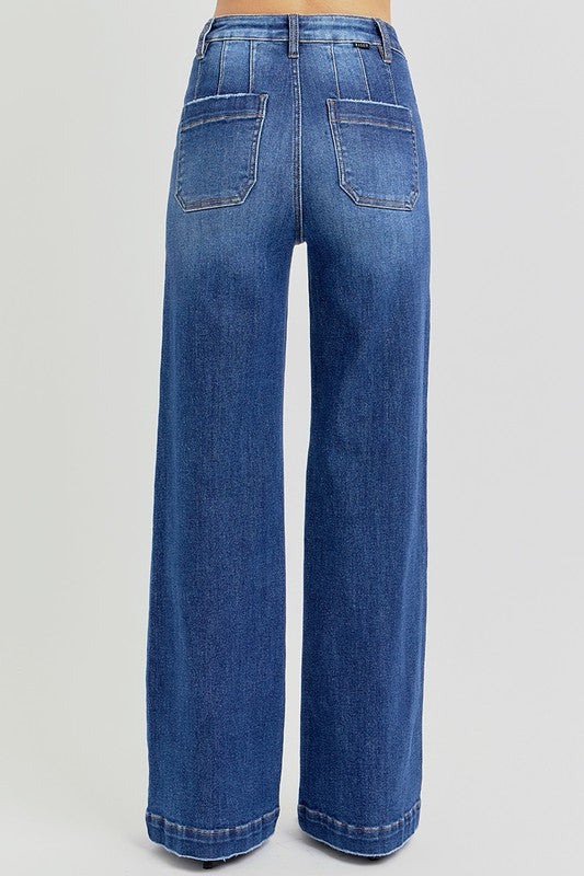 RISEN - Dark Wash Trouser Wide Leg Jeans - Inspired Eye Boutique