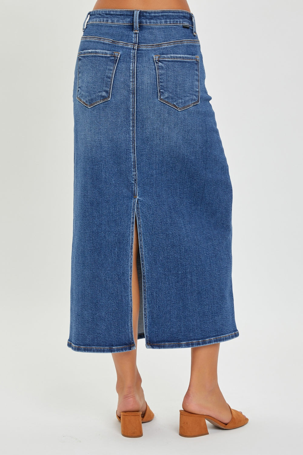 RISEN Denim Maxi Skirt With Slit - Inspired Eye Boutique