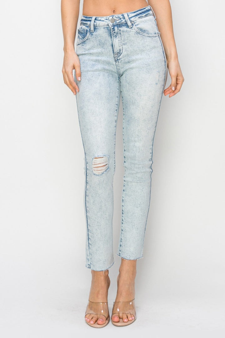 RISEN - Distressed Light Wash Skinny Jeans - Inspired Eye Boutique