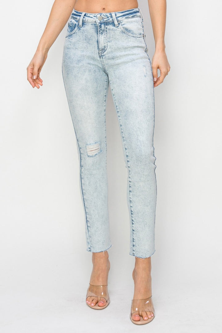 RISEN - Distressed Light Wash Skinny Jeans - Inspired Eye Boutique