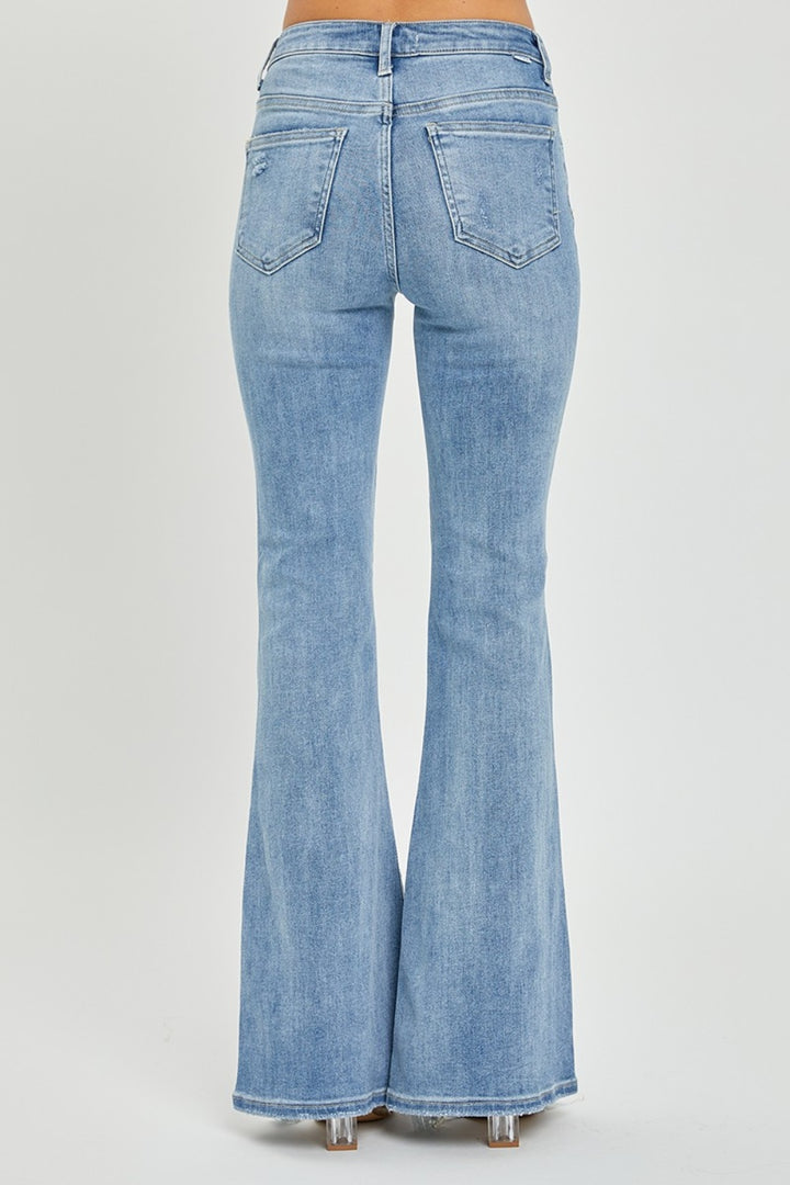 RISEN - Frayed Hem Distressed Flare Jeans - Inspired Eye Boutique