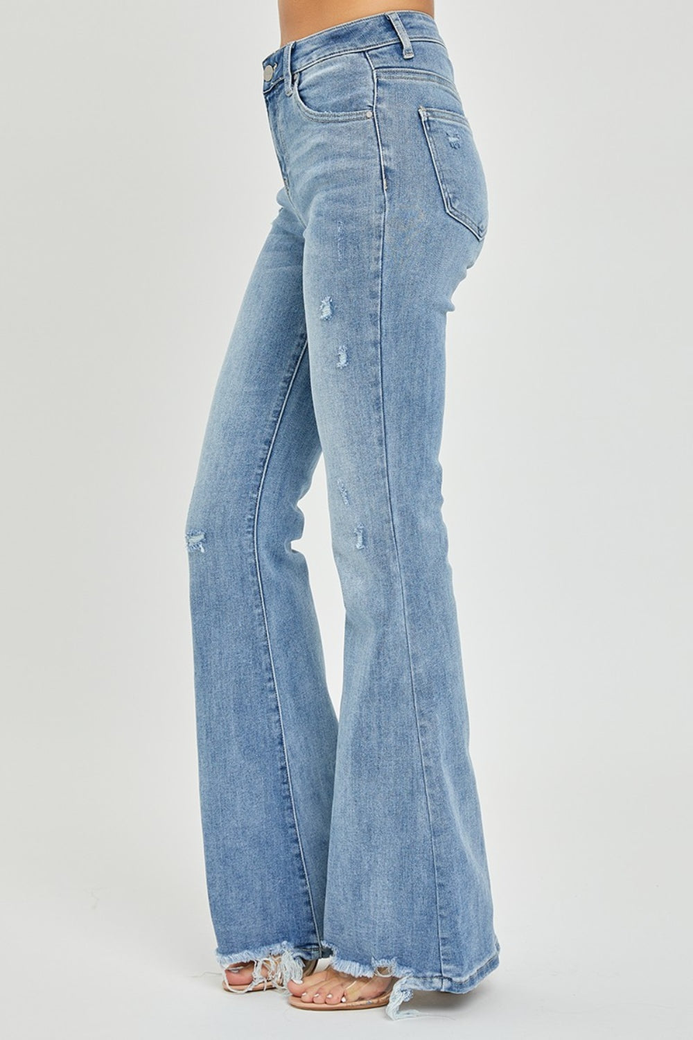 RISEN - Frayed Hem Distressed Flare Jeans - Inspired Eye Boutique