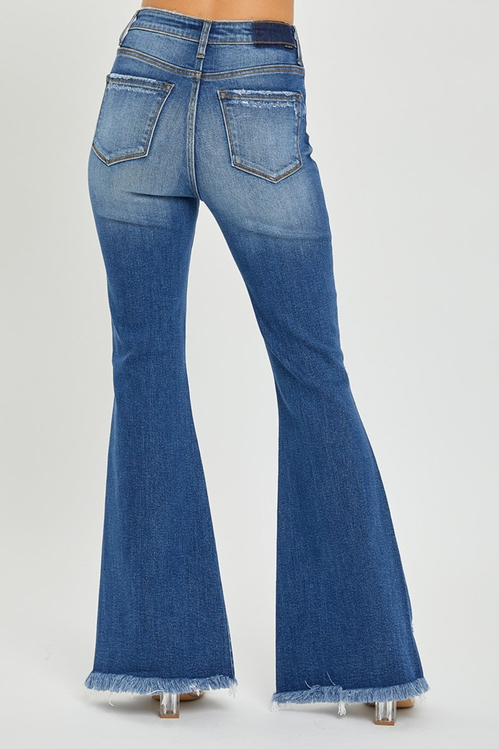 RISEN - Front Slit Frayed Hem Flare Jeans - Inspired Eye Boutique