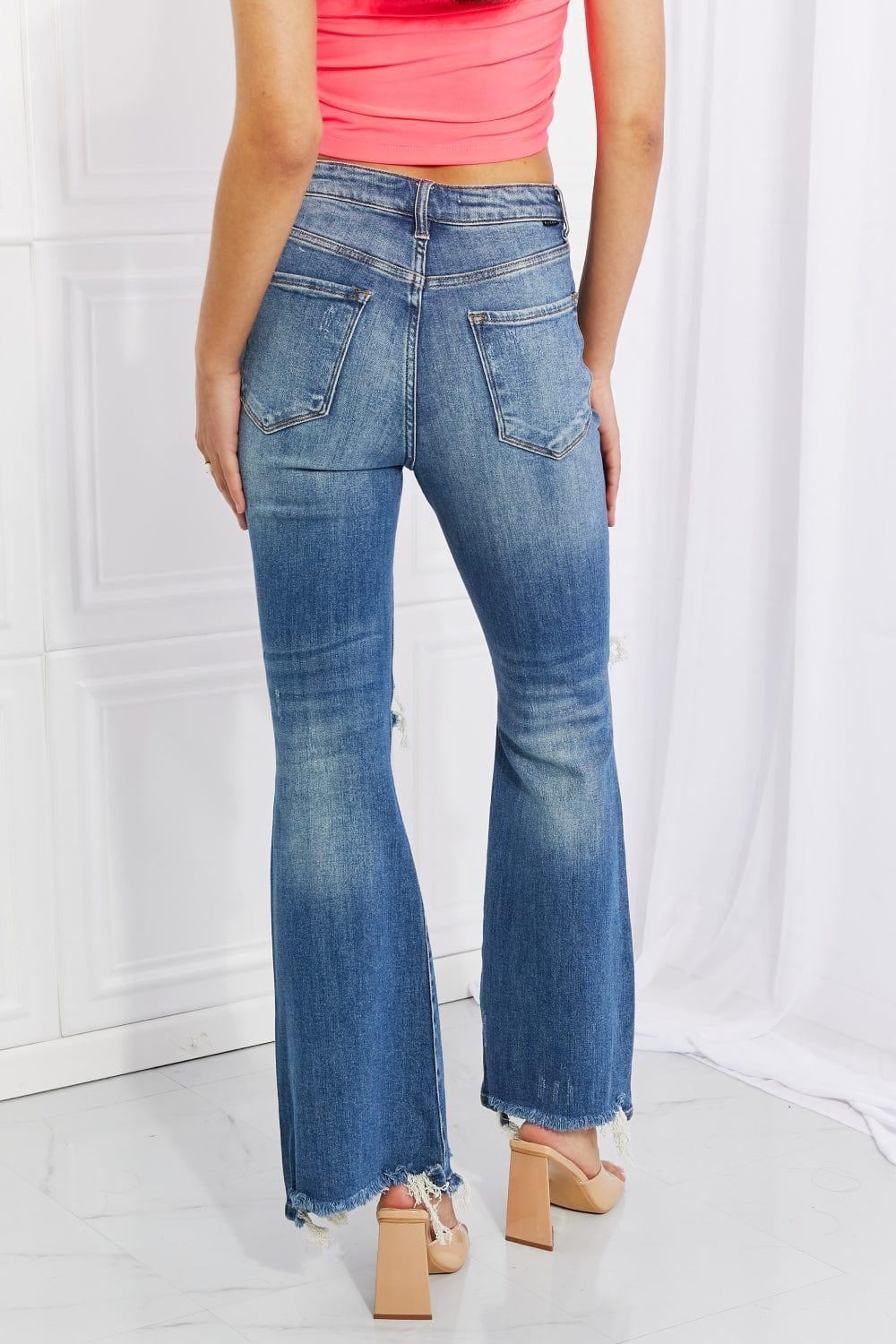 RISEN - Hazel High Rise Distressed Flare Jeans - Inspired Eye Boutique