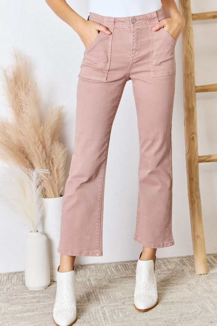 RISEN Jeans - High Rise Ankle Flare - Pink - Inspired Eye Boutique