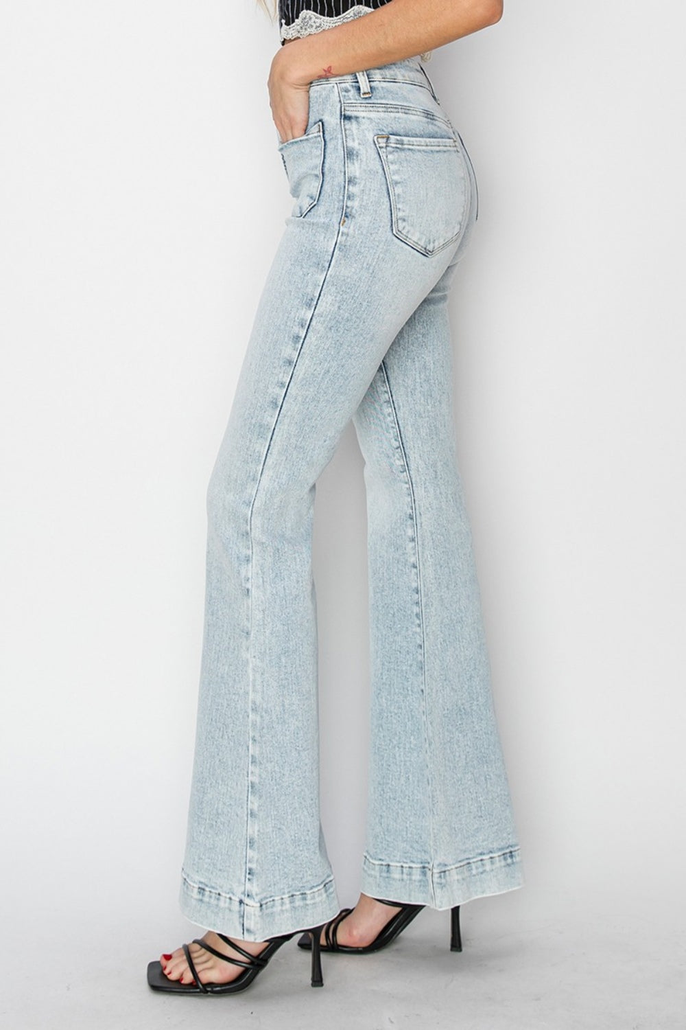 RISEN - High Rise Bell Bottom Acid Wash Jeans - Inspired Eye Boutique