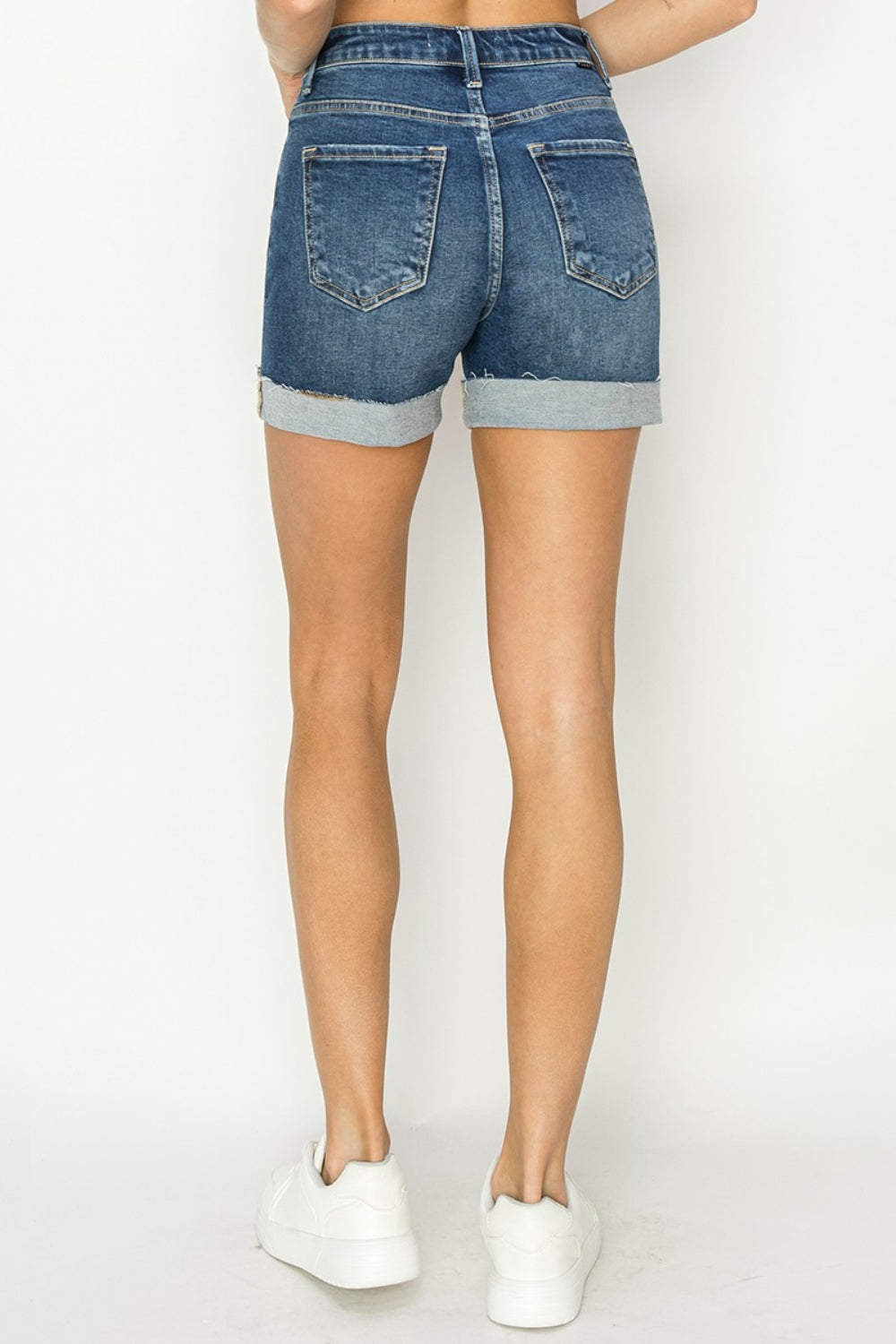 RISEN - High Rise Cuffed Denim Shorts - Inspired Eye Boutique