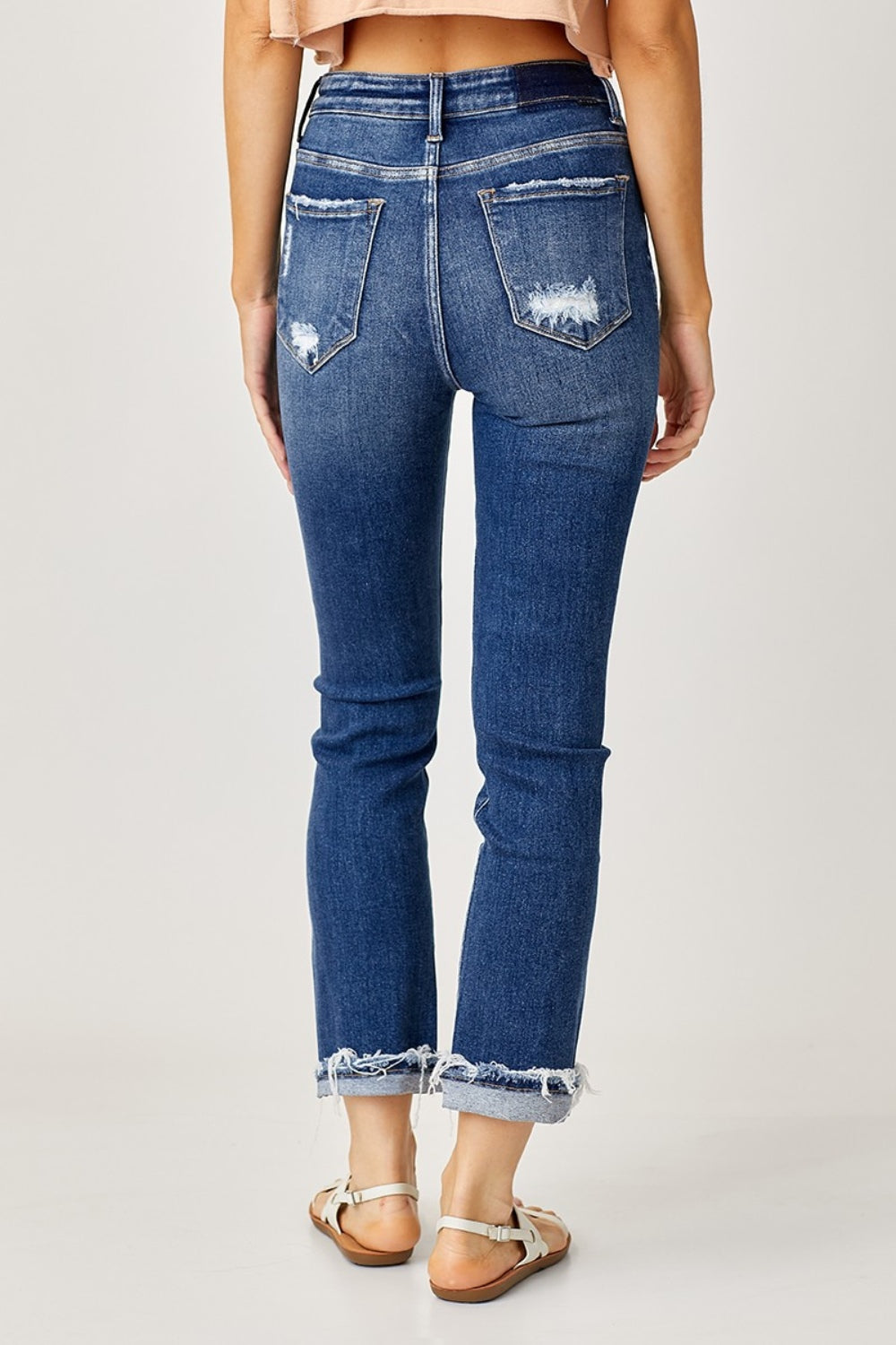 RISEN - High Rise Cuffed Straight Leg Jeans - Inspired Eye Boutique