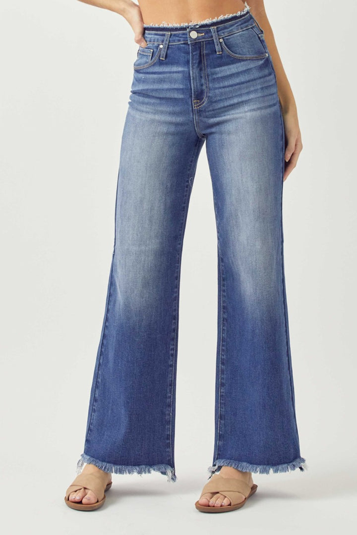 RISEN - High Rise Dark Wash Wide Leg Jeans - Inspired Eye Boutique