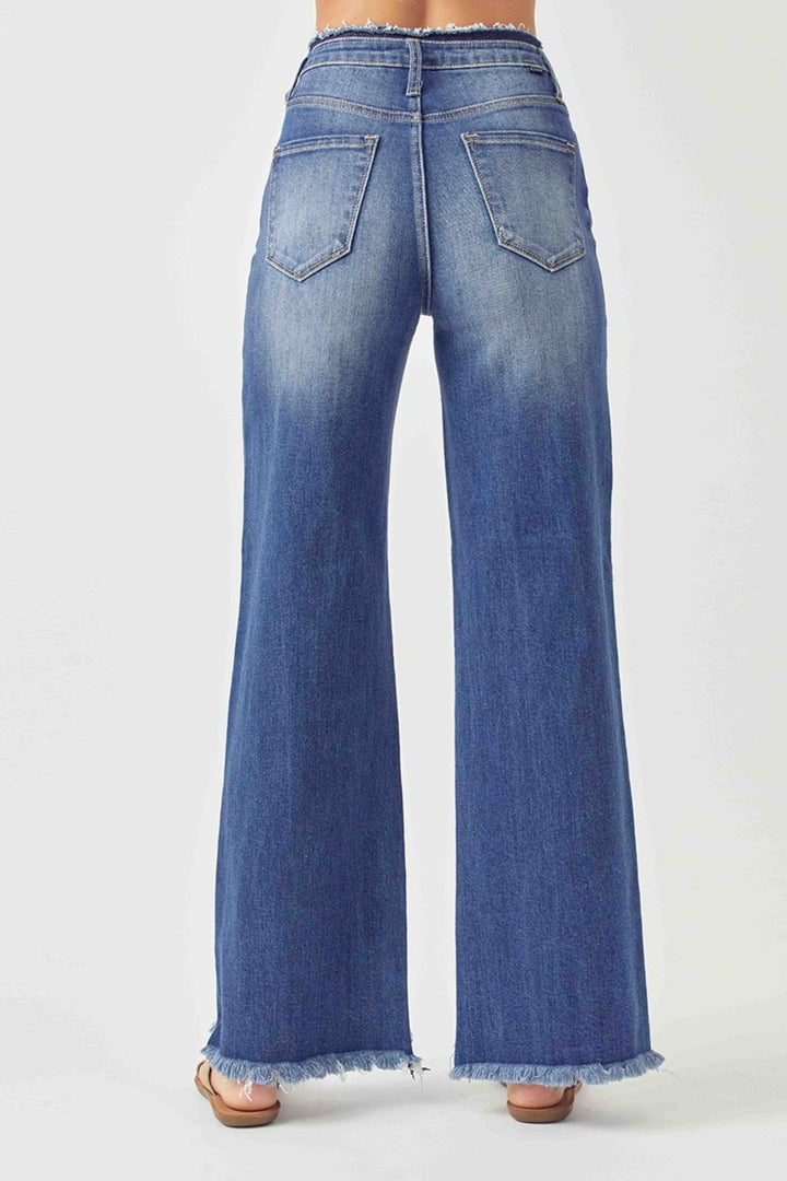 RISEN - High Rise Dark Wash Wide Leg Jeans - Inspired Eye Boutique