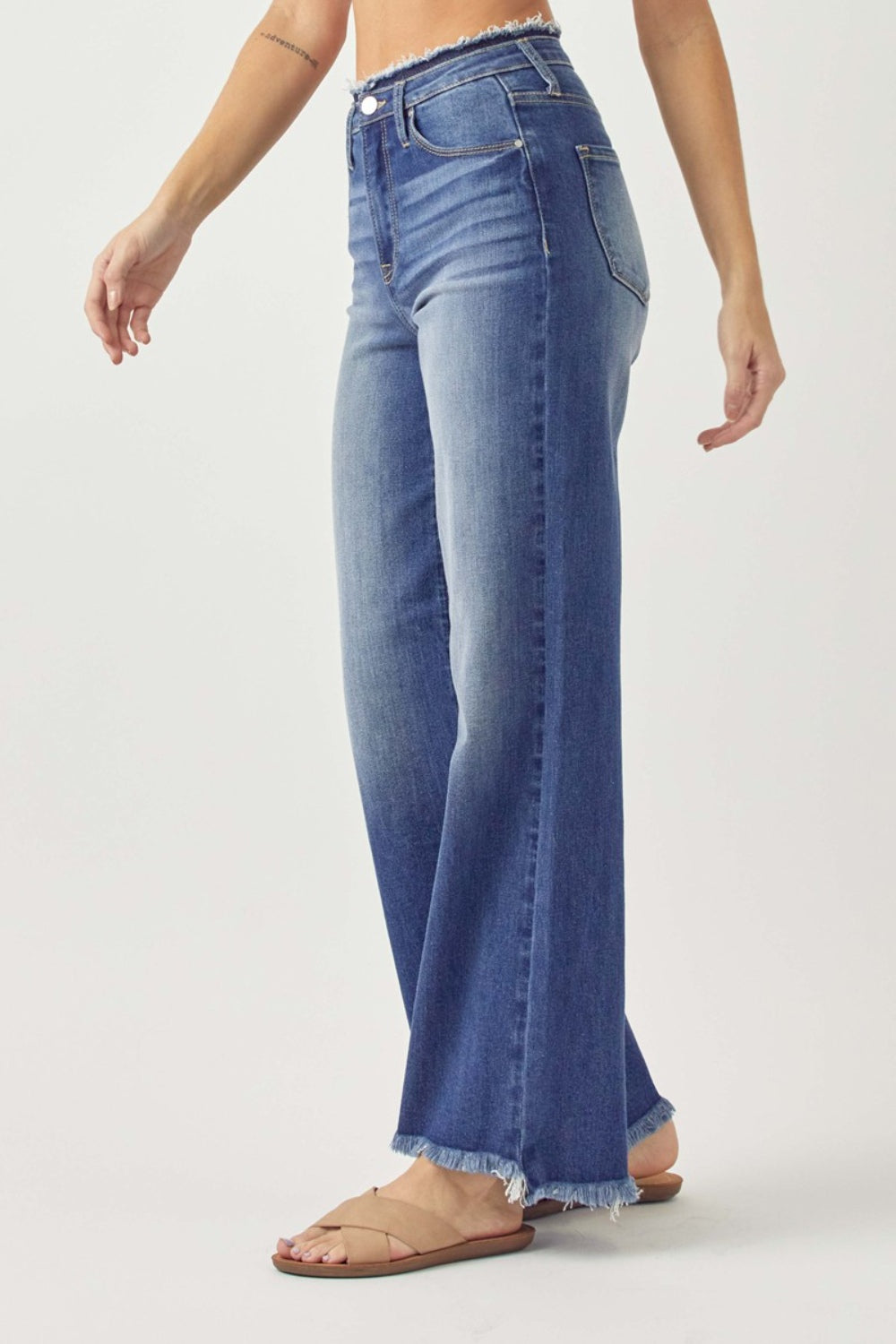 RISEN - High Rise Dark Wash Wide Leg Jeans - Inspired Eye Boutique