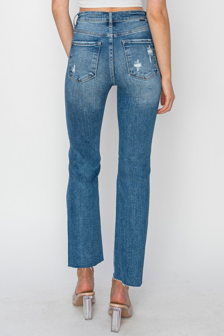 RISEN - High Rise Destroyed Ankle Jeans - Inspired Eye Boutique