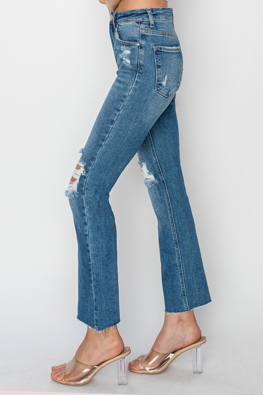 RISEN - High Rise Destroyed Ankle Jeans - Inspired Eye Boutique