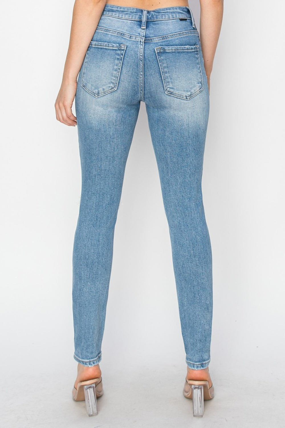 RISEN - High Rise Destroyed Skinny Jeans - Light Wash - Inspired Eye Boutique