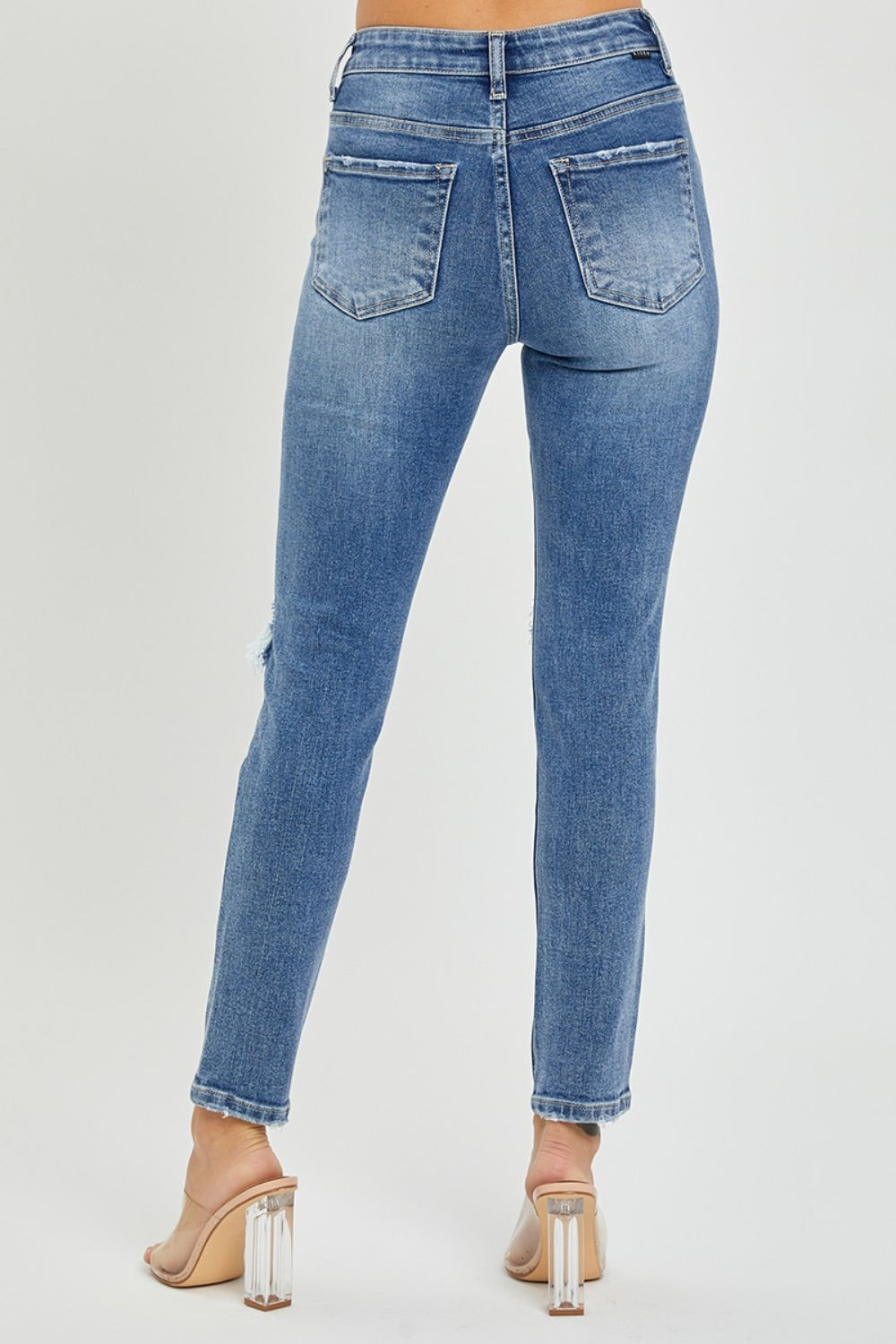 RISEN - High Rise Destroyed Skinny Jeans - Medium Wash - Inspired Eye Boutique