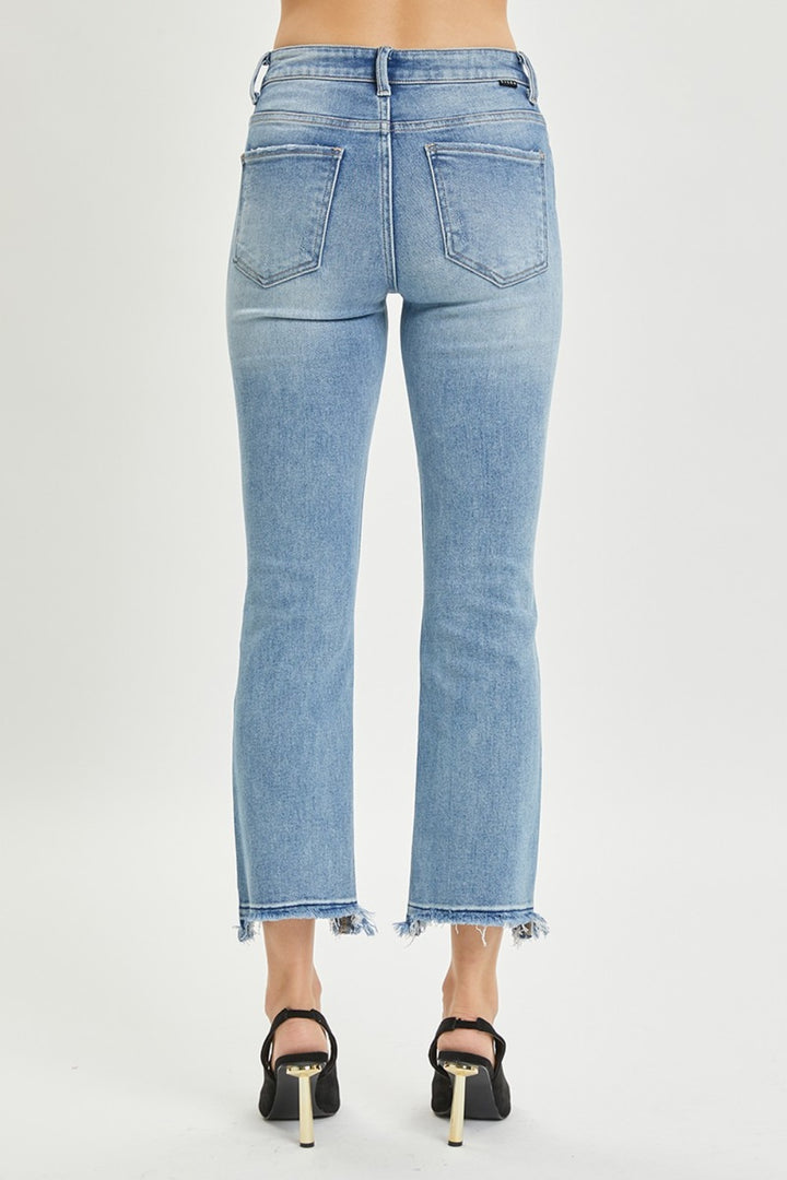 RISEN - High Rise Distressed Straight Leg Jeans - Inspired Eye Boutique