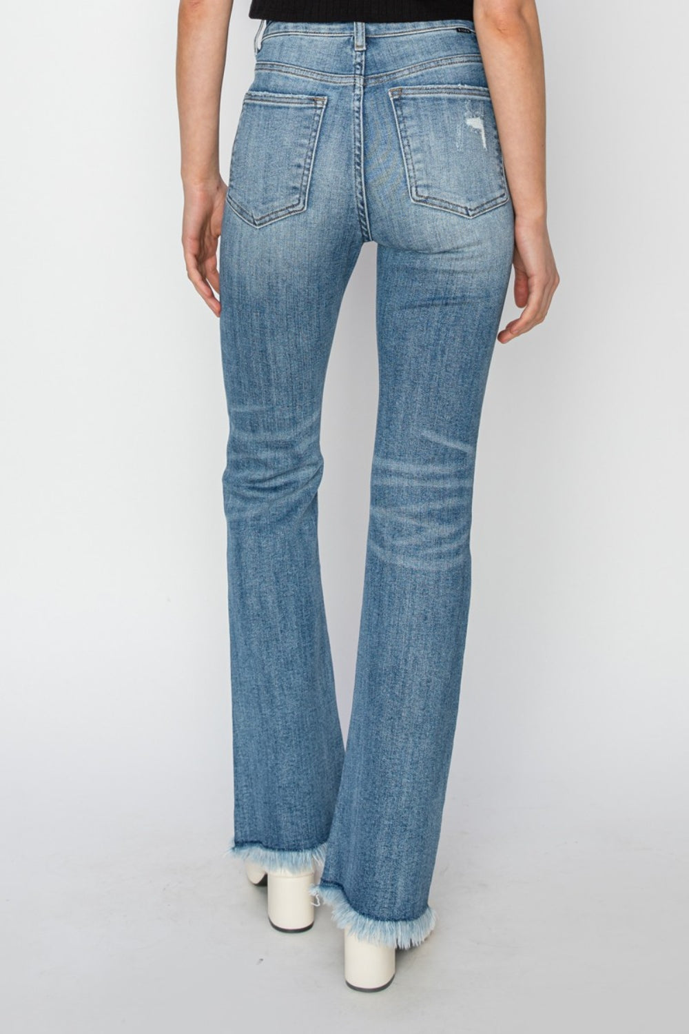 RISEN High Rise Frayed Hem Bootcut Jeans - Vintage - Inspired Eye Boutique